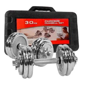 Set Mancuerna ajustable 30kg, Acero Cromado